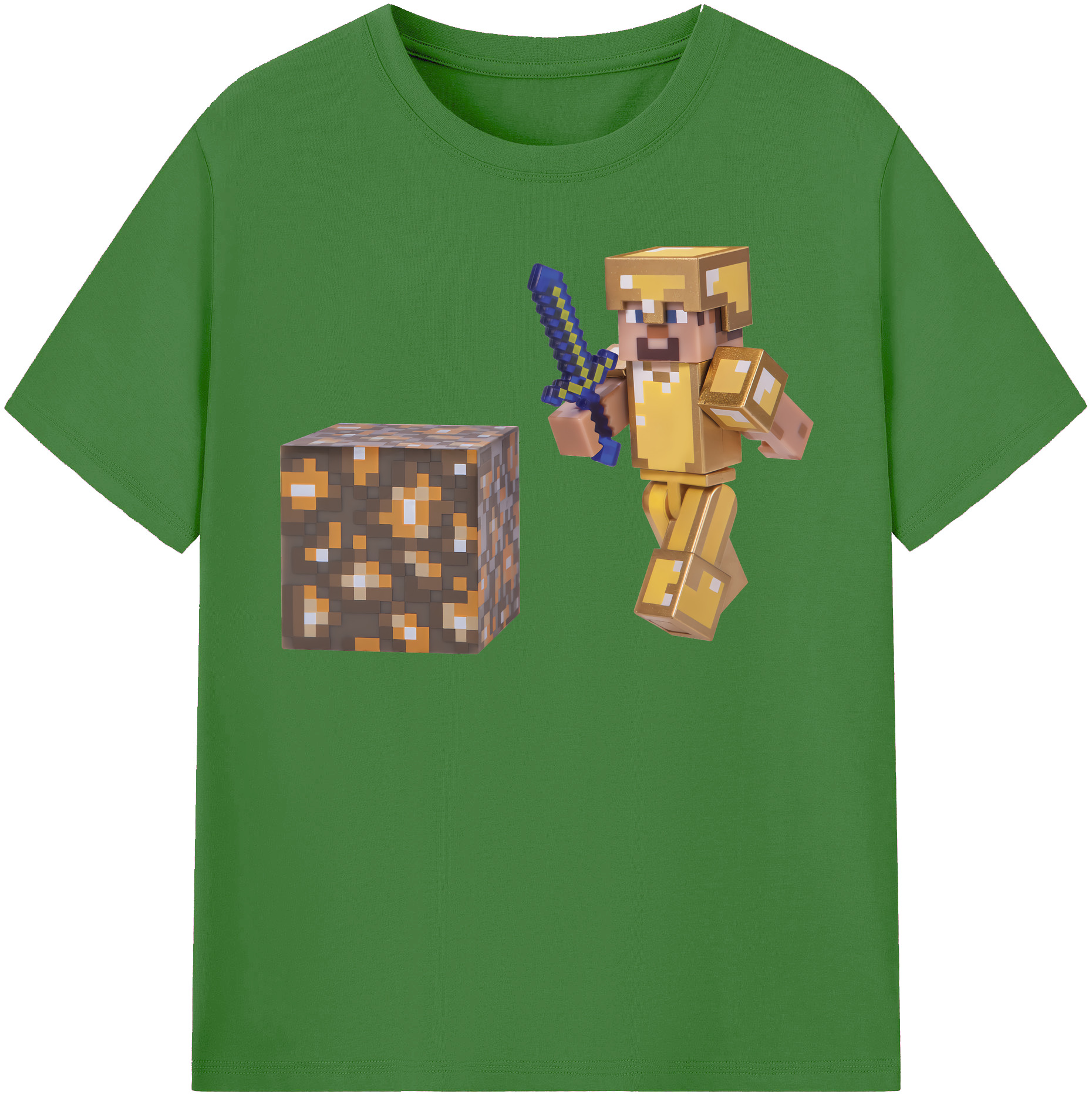 （画像用） マインクラフト ブロックの世界 Minecraft MC Block world レディースカジュアルプリントTシャツ（綿100％）